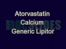 Atorvastatin Calcium Generic Lipitor
