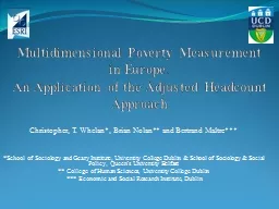 Multidimensional Poverty Measurement