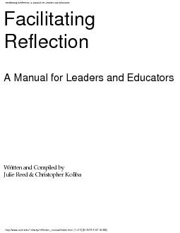 Facilitating Reflection: A Manual for Leaders and Educators