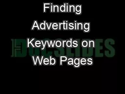  Finding Advertising Keywords on Web Pages