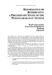 Reformative or Retributive:  the Pemasyarakatan System85EFORMATIVE ORR