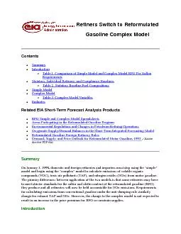 Refiners Switch to ReformulatedGasoline Complex Model
