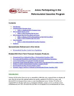 Areas Participating in theReformulated Gasoline Program