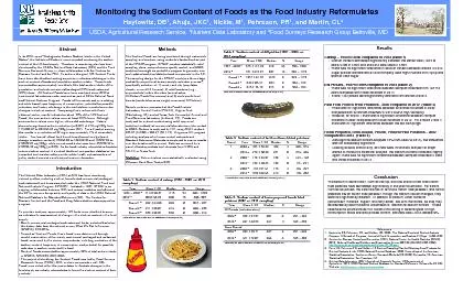 Monitoring the Sodium Content of Foods as the Food Industry Reformulat