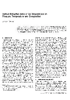 Optical Refractive Index of Air: Dependence onPressure, Temperature an