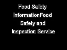Food Safety InformationFood Safety and Inspection Service
