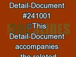 Detail-Document #241001 This Detail-Document accompanies the related