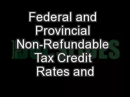 Federal and Provincial Non-Refundable Tax Credit Rates and