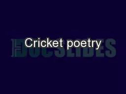 Cricket poetry