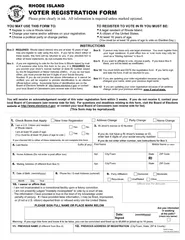 RHODE ISLAND  VOTER REGISTRATION FORM Please print clearly in ink.  Al