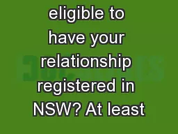 Are you eligible to have your relationship registered in NSW? At least
