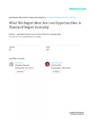 What We Regret Most AreLost Opportunities: A TheoryDenise R.BeikeUnive