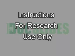 Instructions For Research Use Only
