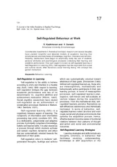 Self-Regulated Behaviour at WorkS. Kadhiravan and  V. SureshAnnamalai