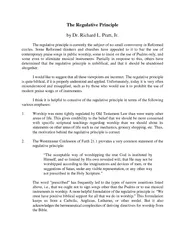 The Regulative Principleby Dr. Richard L. Pratt, Jr.The regulative pri