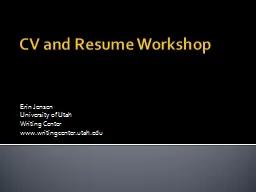 CV and Resume Workshop