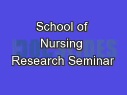 School of Nursing Research Seminar