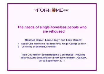 The needs of single homeless people who are rehoused