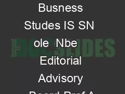 Jounl of Commece  Busness Studes IS SN  ole  Nbe    Editorial Advisory Board Prof A