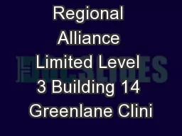 Northern Regional Alliance Limited Level 3 Building 14 Greenlane Clini