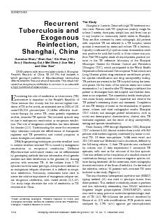 RecurrentTuberculosis andExogenousReinfection,Shanghai,China Of 52 pat