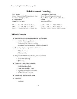 EncyclopediaofCognitiveScience,inpressReinforcementLearningPeterDayanG