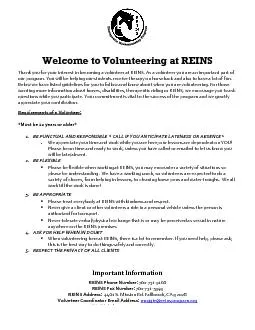 Thank you for your interest in becoming a volunteer at REINS. As a vol