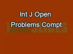 Int J Open Problems Compt