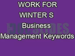  WORK FOR WINTER S Business Management Keywords