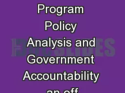 Office of Program Policy Analysis and Government Accountability an off