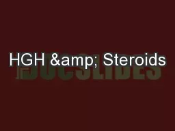 HGH & Steroids