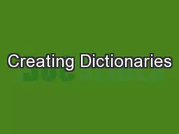 Creating Dictionaries