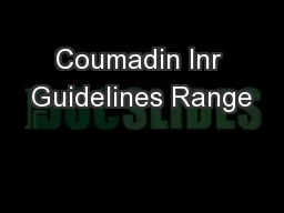 Coumadin Inr Guidelines Range