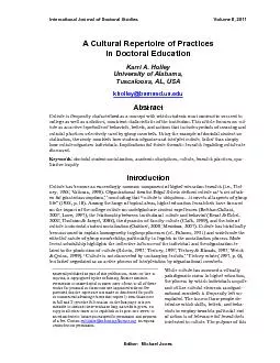 International Journal of Doctoral Studies Editor:  Michael Jones A Cul