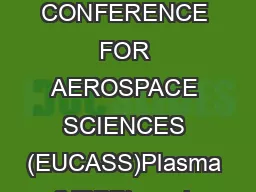 EUROPEAN CONFERENCE FOR AEROSPACE SCIENCES (EUCASS)Plasma (NRPP) produ