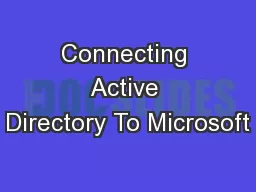 Connecting Active Directory To Microsoft