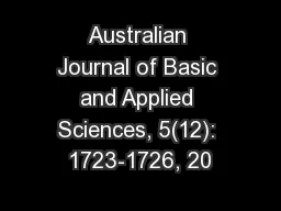 Australian Journal of Basic and Applied Sciences, 5(12): 1723-1726, 20