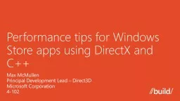 Performance tips for Windows Store apps using DirectX and C
