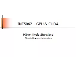 INF5062 – GPU & CUDA