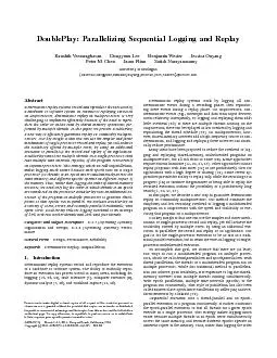 DoublePlay:ParallelizingSequentialLoggingandReplayKaushikVeeraraghavan