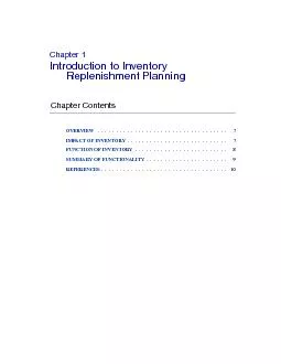 Chapter1IntroductiontoInventoryReplenishmentPlanningChapterContents
..