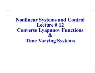 Nonlinear Systems and Control Lecture   Converse Lyapunov Functions Time Varying Systems