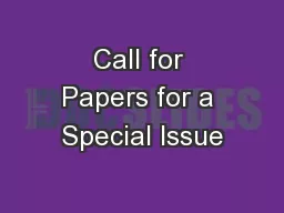 Call for Papers for a Special Issue