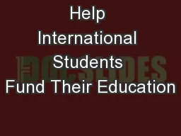 Help International Students Fund Their Education