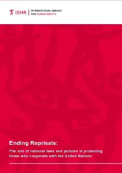 Ending Reprisals:The role of national laws and policies in protecting