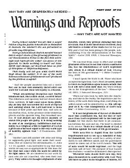 Warnings and Reproofs