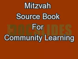 Mitzvah Source Book For Community Learning