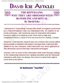 REPTILIANS: WHY THEY ARE OBSESSED WITH BLOODLINE AND RITUAL ~ Articles