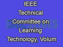 Bulletin of the IEEE Technical Committee on Learning Technology, Volum