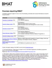 Courses requiring BMAT